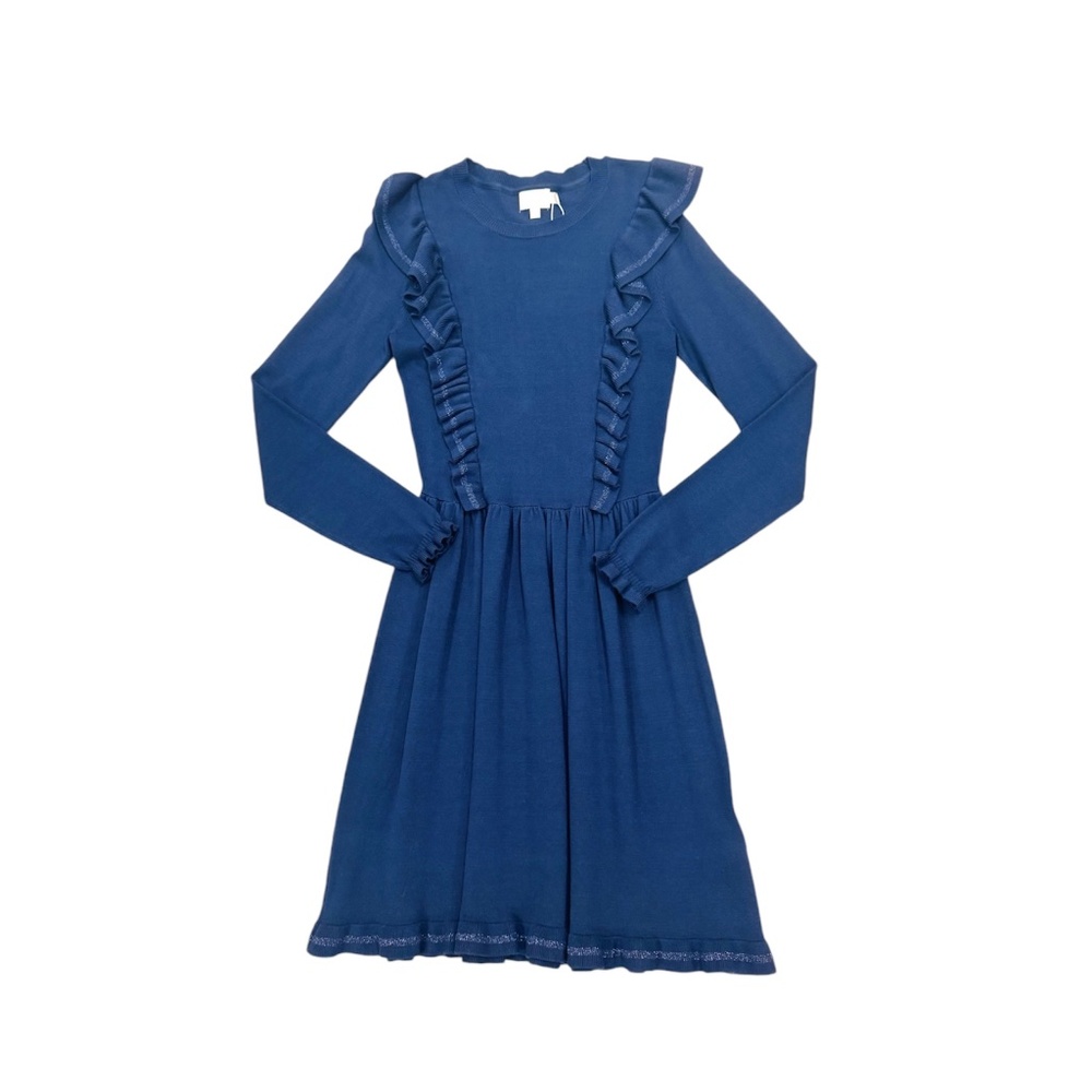 NWT Creamie Indigo Blue Knit Ruffle Dress